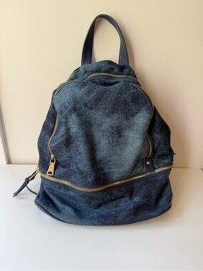 Urban Expressions Dark Blue Denim Backpack with Gold Hardware
